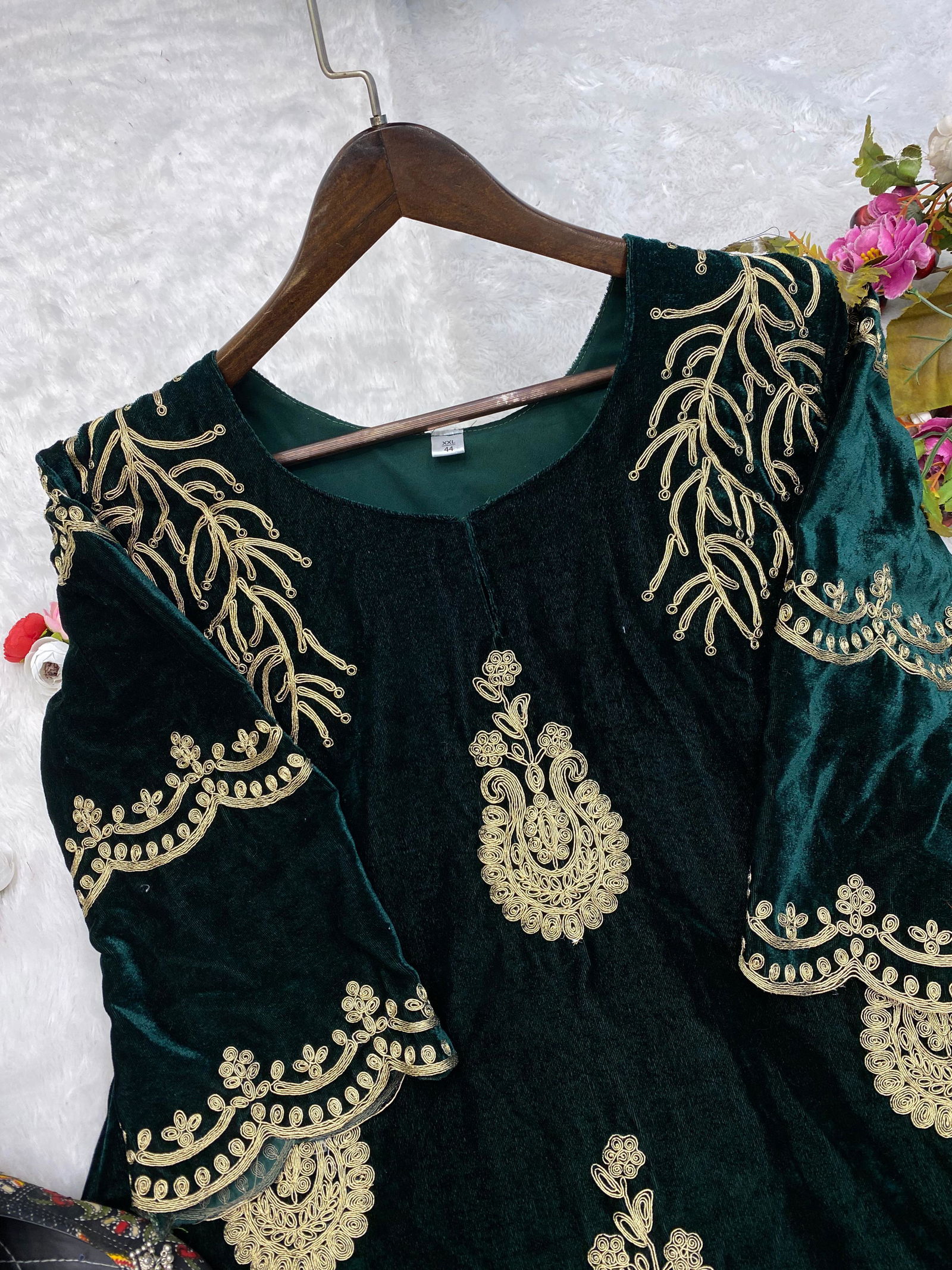  LG 1762 Heavy Embroidery Velvet Kurtis With Bottom Catalog
